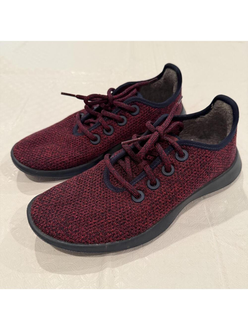 Allbirds Wool Runners Sneakers in Burgundy, Women's Size 8
